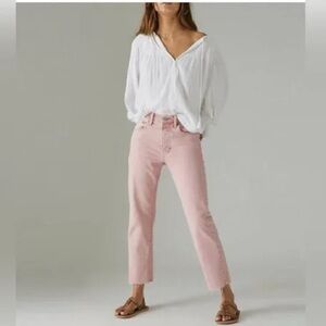 Lucky Brand 90’s Loose High Rise Crop Pink Acid Washed Denim Jeans Size 8/29